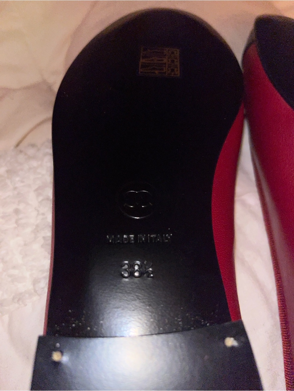 CHANEL 'Ballerines' Rouge et Noir Lambskin Flats - NEVER WORN - Size EU 38.5 - Picture 7 of 16